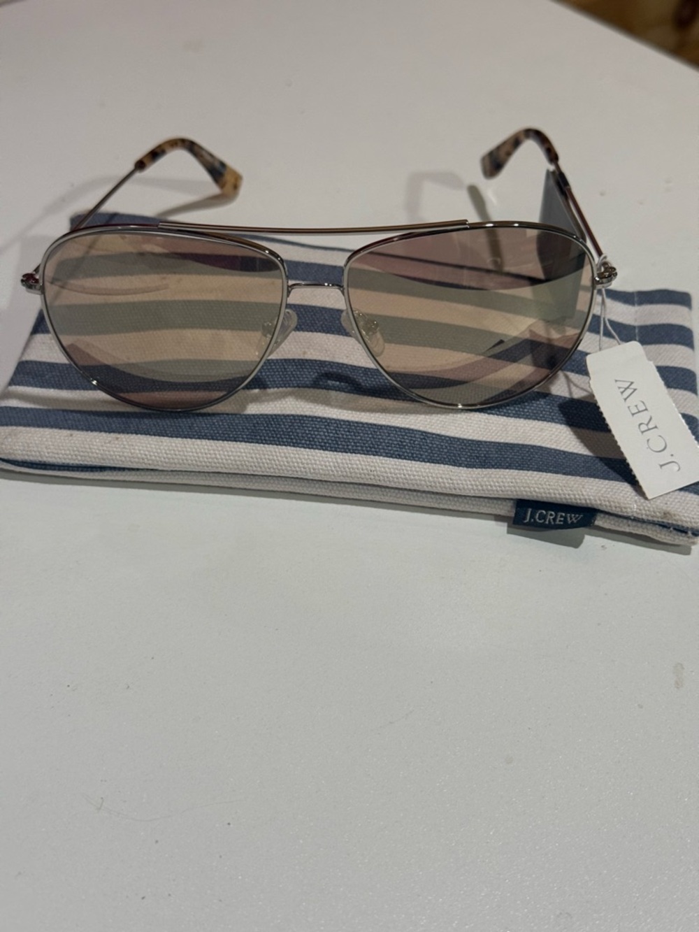 J. Crew Silver Metal Aviator Sunglasses with Brown Gradient Lenses